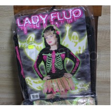 Costume di carnevale scheletro  Lady Fluo Paolo Fiori 7 / 9 anni 