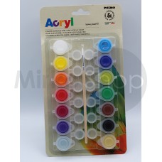 Colore Acrilico Fine 14 VASETTI da 4.5ml Colori Assortiti PRIMO